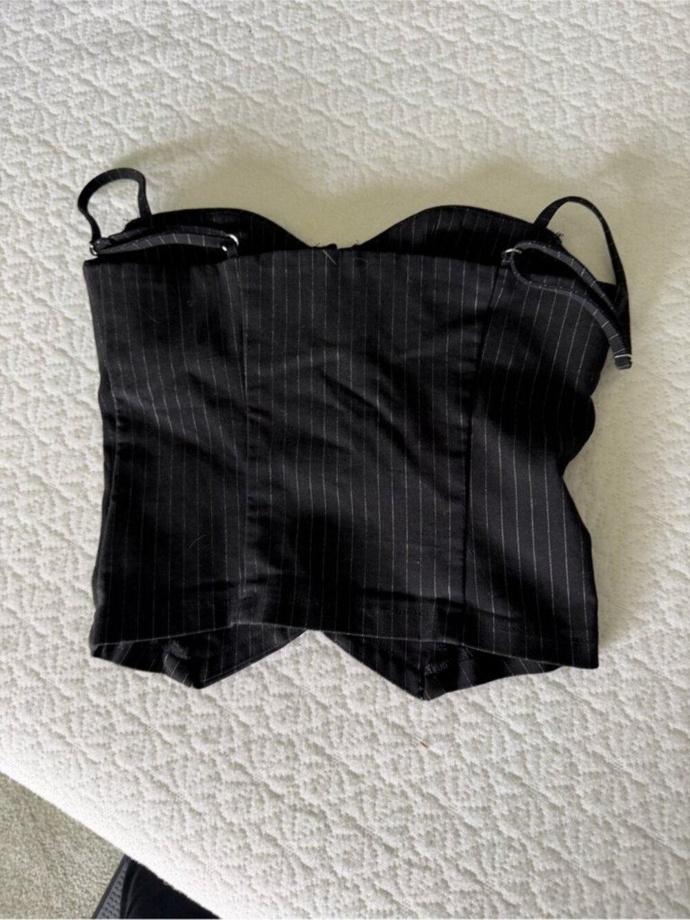 Black Pinstripe Bustier Tank Top - Picture 2 of 2